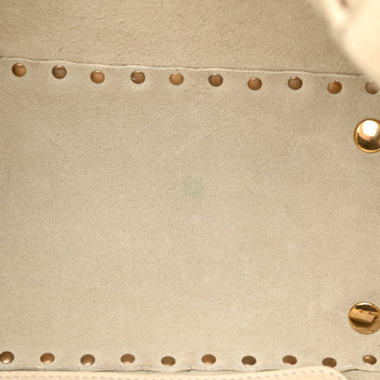 Valentino Garavani Grained Calfskin Turquoise Small Rockstud Rolling Tote Light Ivory 16 of 16