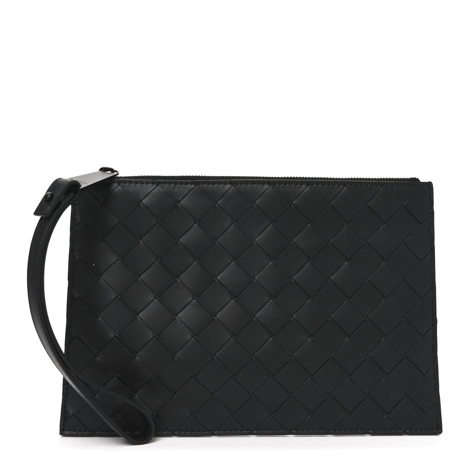 Bottega Veneta Nappa Intrecciato Wristlet Zip Wallet Black 1 of 6