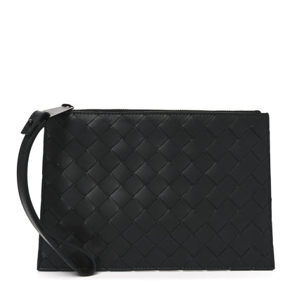 Bottega Veneta Nappa Intrecciato Wristlet Zip Wallet Black 1 of 6