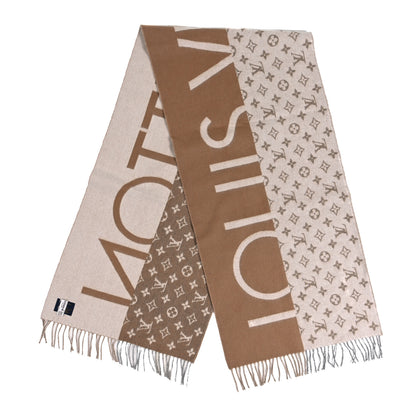 Louis Vuitton Cashmere Monogram Split Scarf Beige 2 of 4