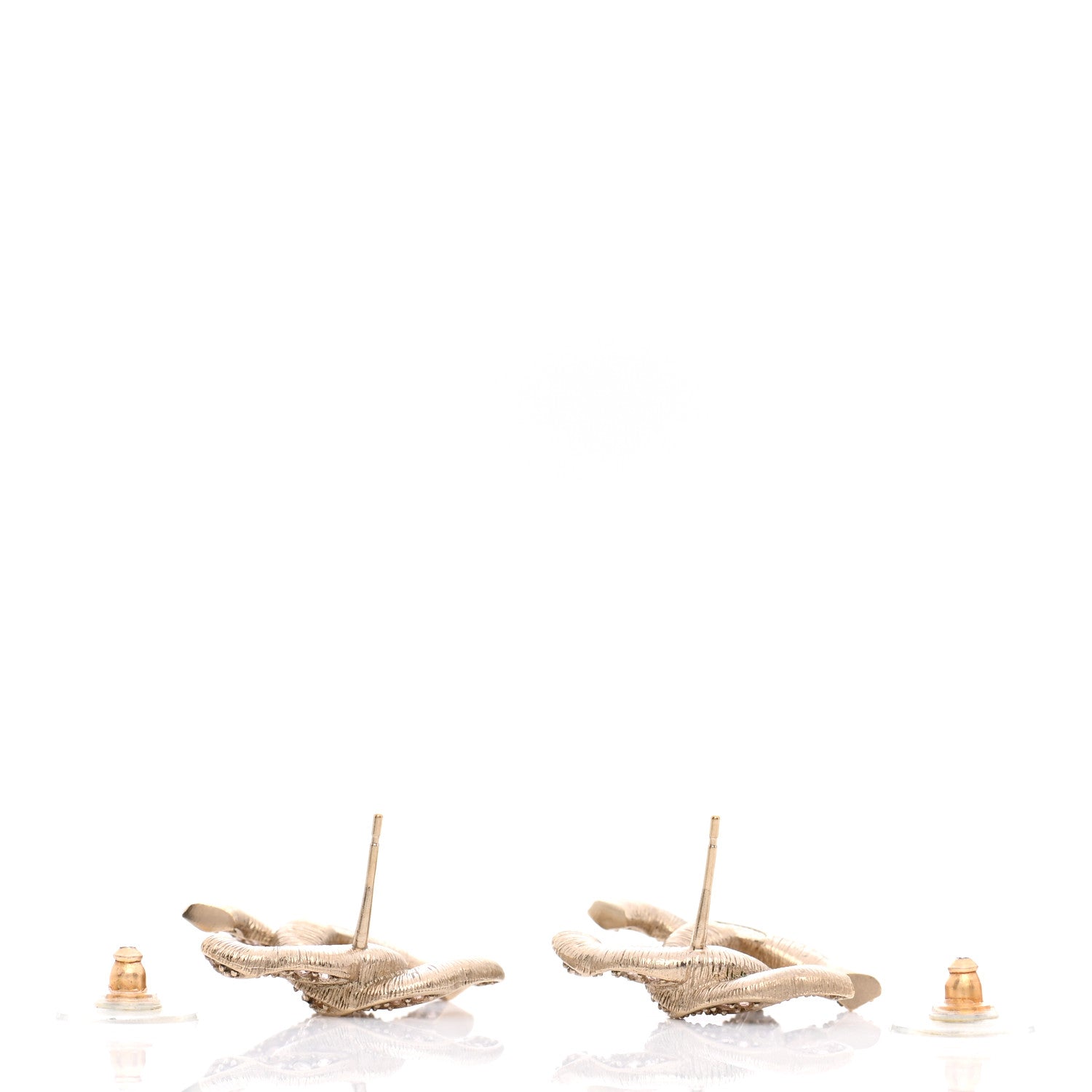 Chanel Crystal Twisted CC Earrings Light Gold Pale Pink 5 of 10
