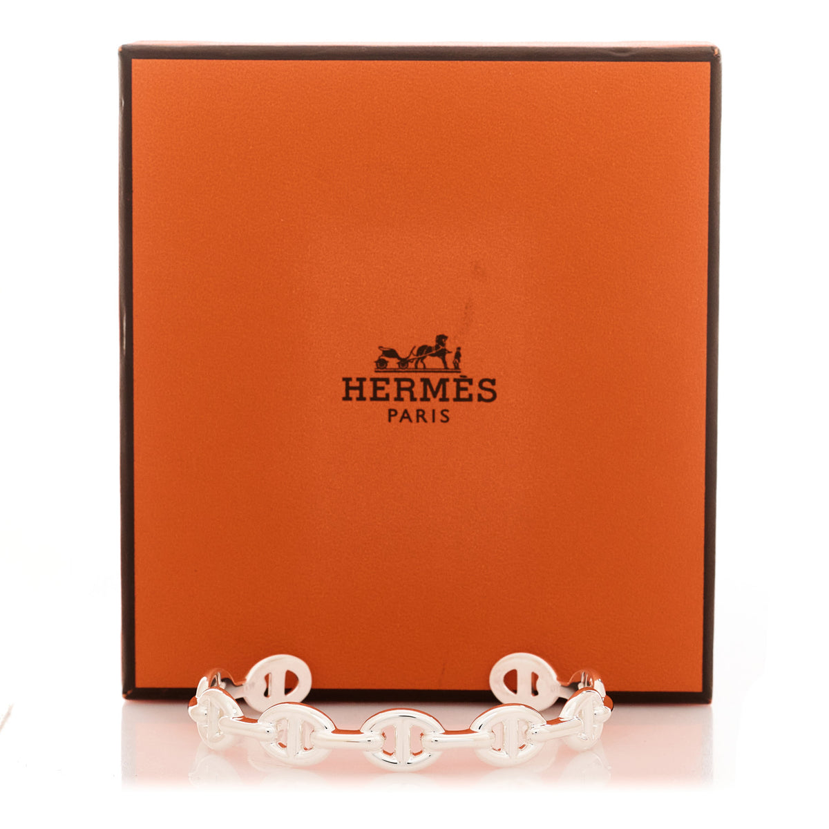 Hermes Sterling Silver MM Chaine d'Ancre Enchainee Cuff Bracelet LG 4 of 4
