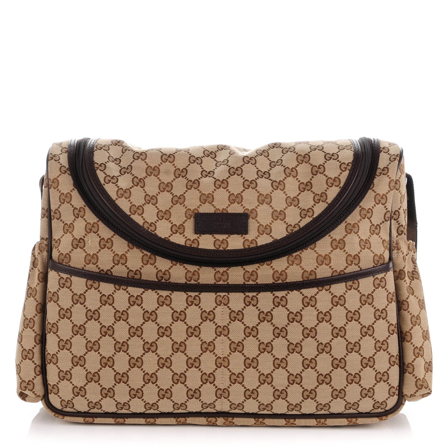 Gucci Monogram Natural Pigskin Large Diaper Bag Beige Ebony Cocoa Dark Chocolate 1 of 9