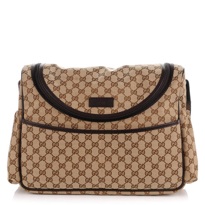 Gucci Monogram Natural Pigskin Large Diaper Bag Beige Ebony Cocoa Dark Chocolate 1 of 9