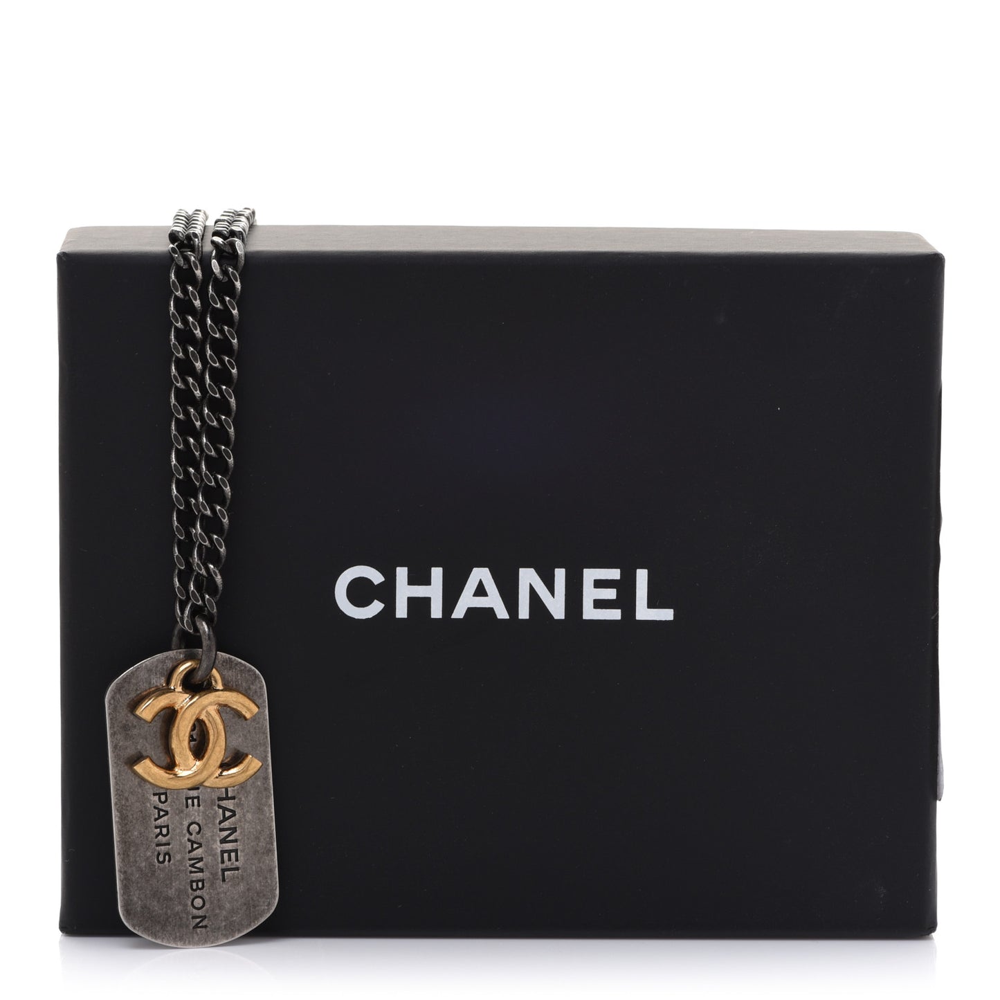 Ruthenium ID Dog Tag Charm Necklace Silver Gold