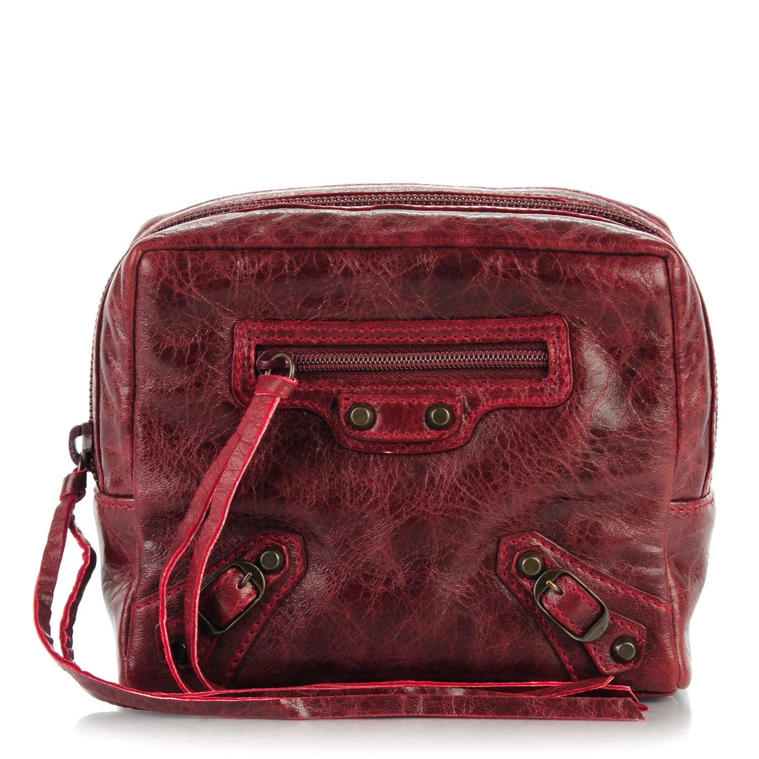 Balenciaga Chevre Classic Hardware Toilette Cosmetic Pouch Rouge Grenat 1 of 7