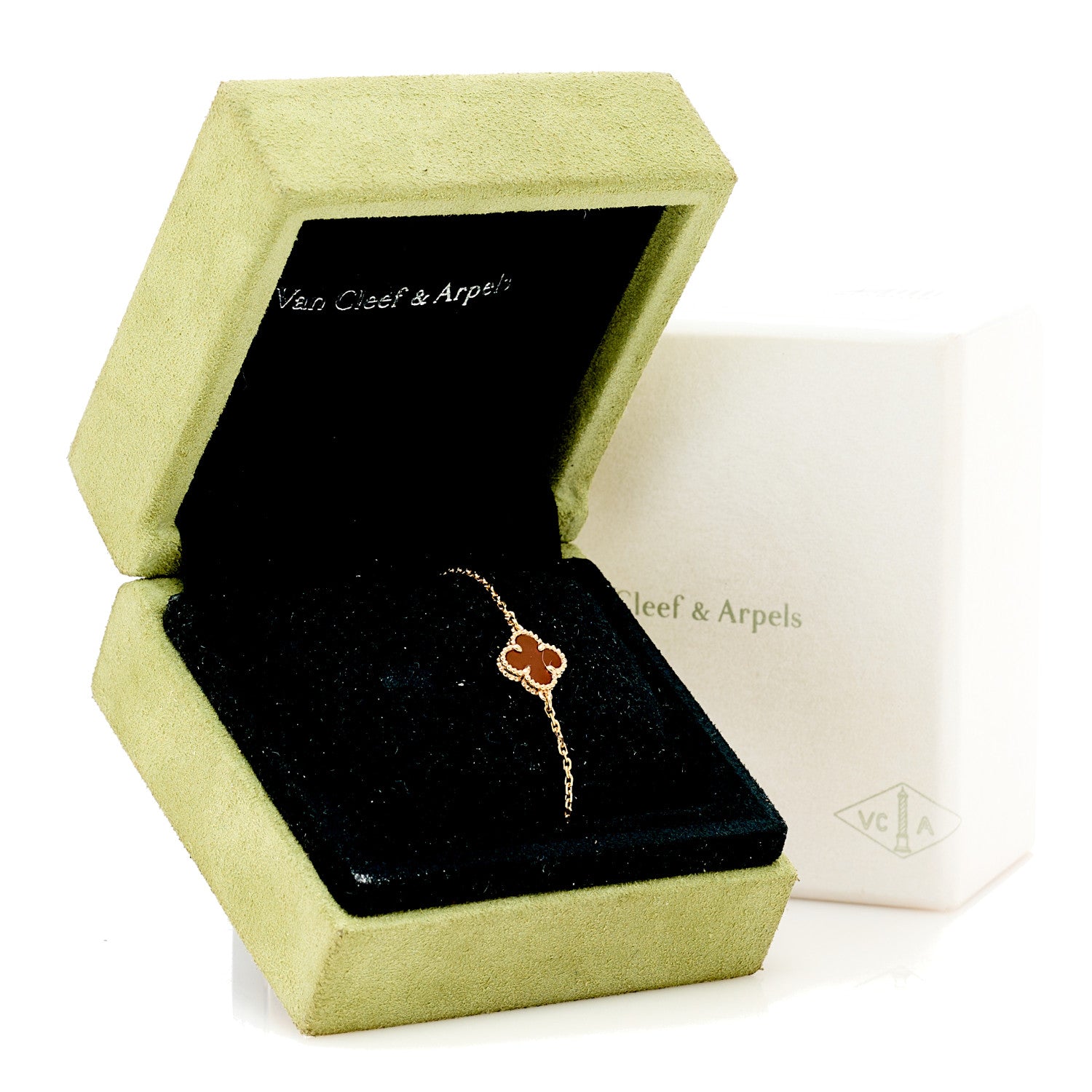 Van Cleef & Arpels 18K Rose Gold Carnelian Sweet Alhambra Bracelet 4 of 4