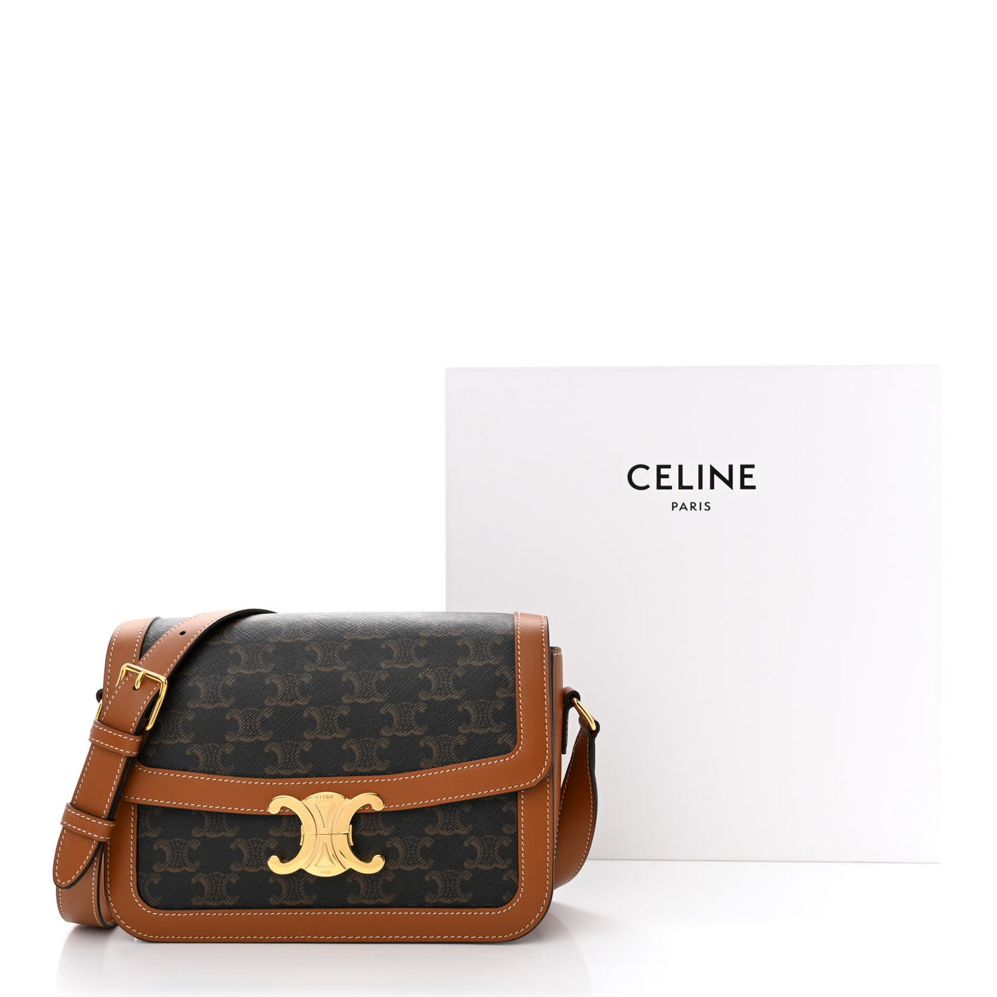 Triomphe Canvas Calfskin Medium Triomphe Bag Tan