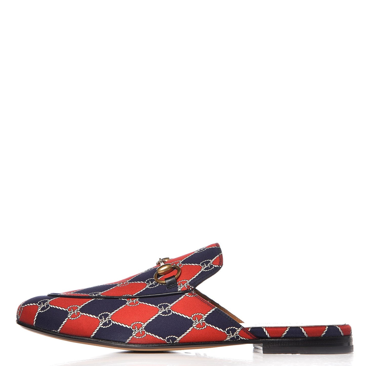 Mini GG Rhombus Chain Mens Princetown Slippers 7 Royal Bleuett Red