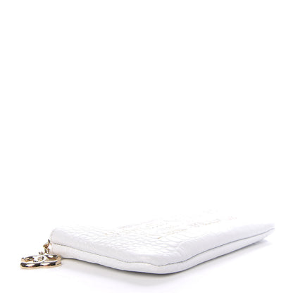 Chanel Calfskin Crocodile Embossed Cocodile Cosmetic Case White Gold 4 of 8