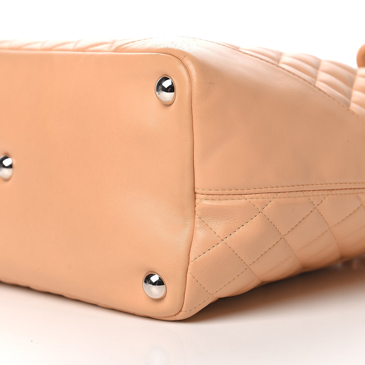 Calfskin Quilted Large Cambon Tote Beige