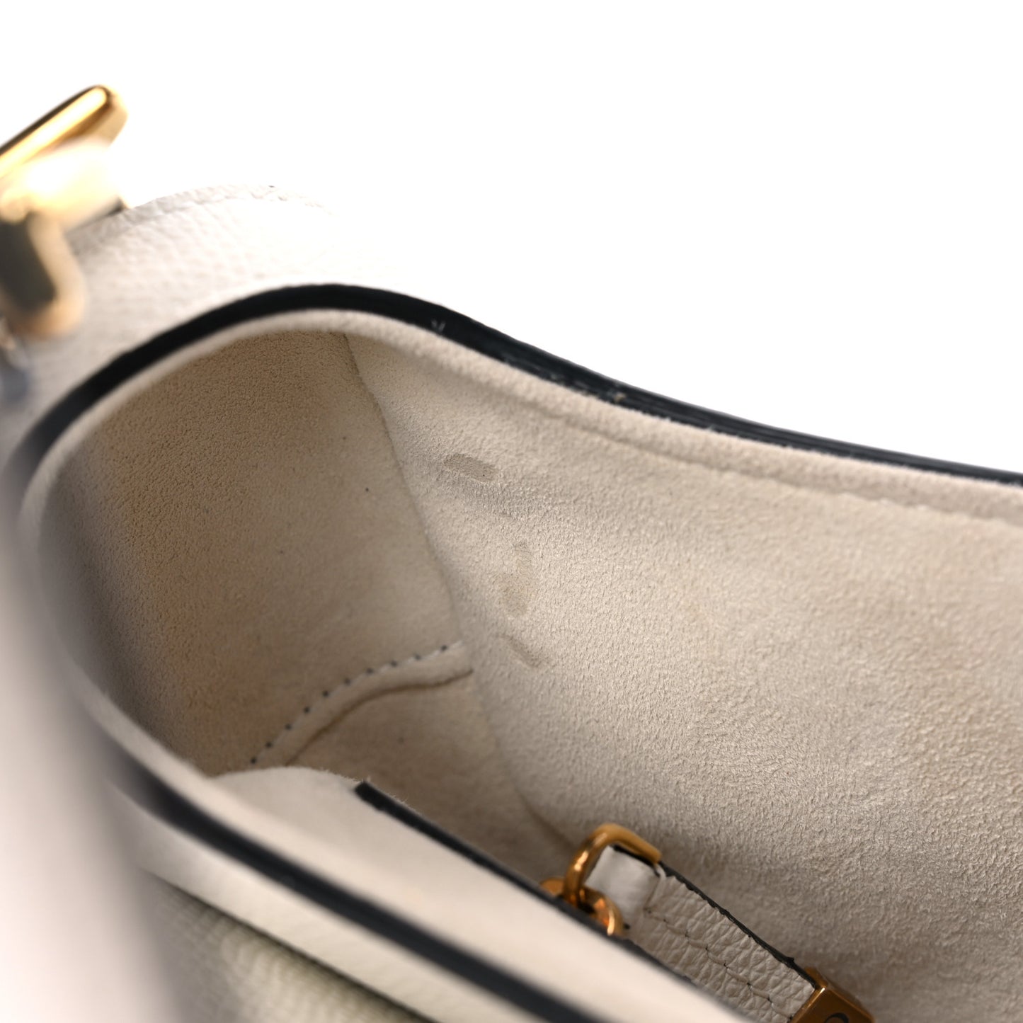 Grained Calfskin Saddle Bag White