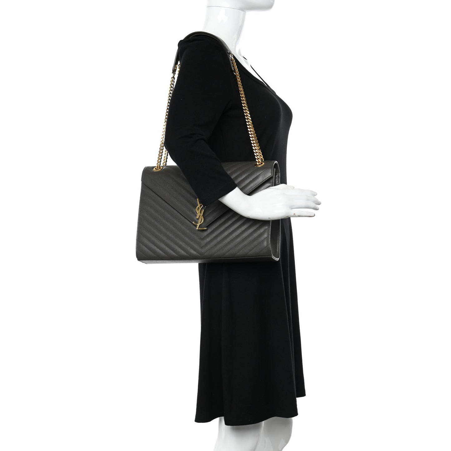 Grain De Poudre Matelasse Chevron Large Monogram Satchel Earth