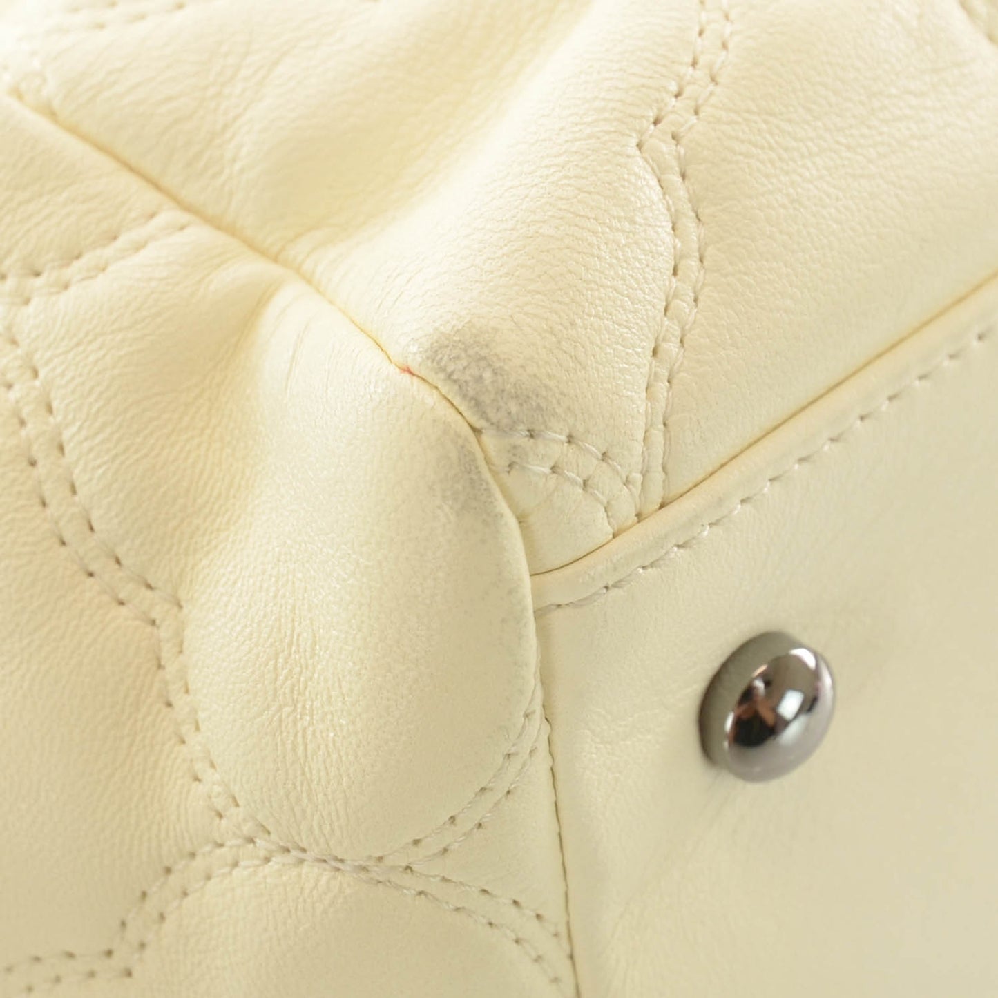 Lambskin Cells Accordion Tote Dark White