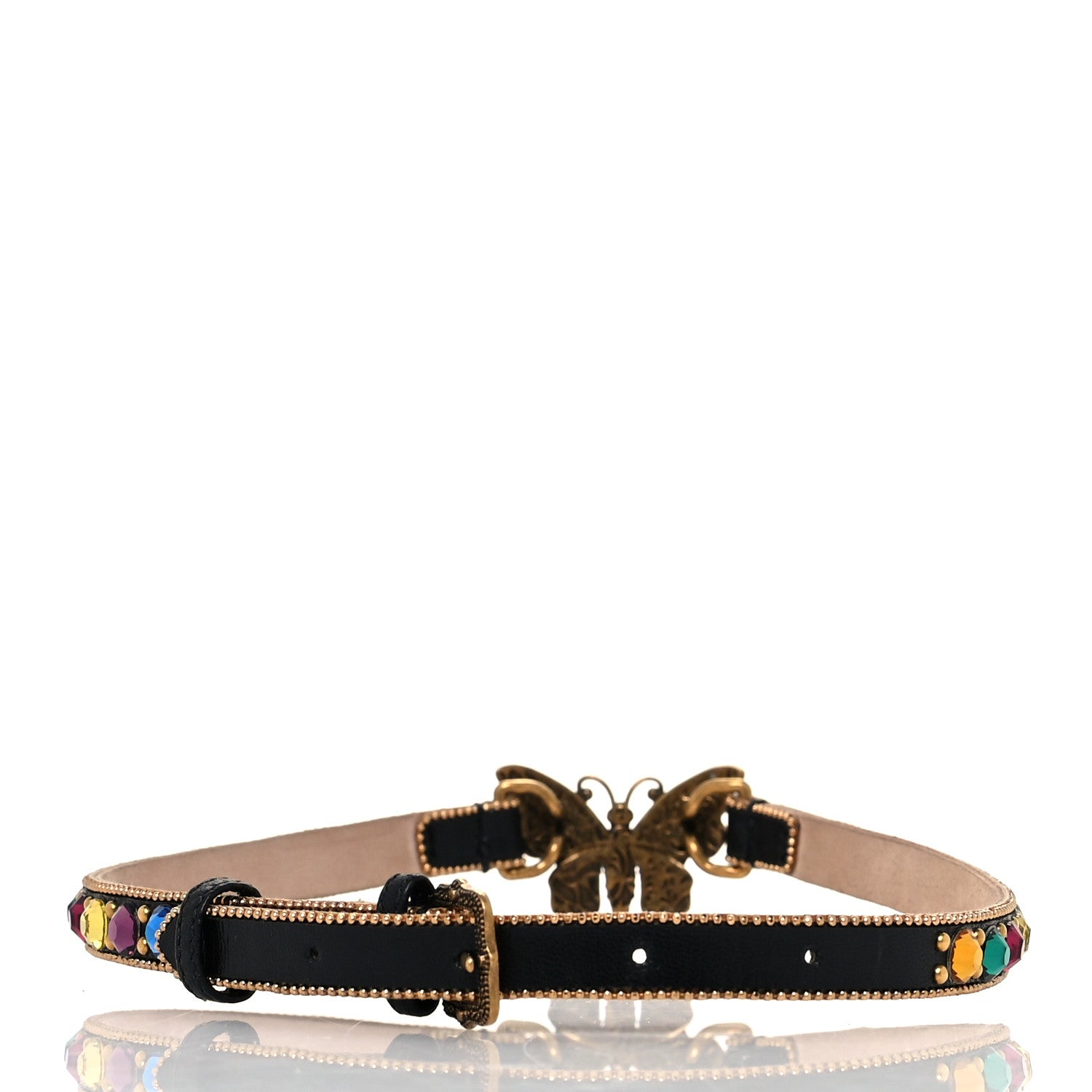 Gucci Calfskin Crystal Embellished Butterfly Choker Necklace Multicolor 3 of 6