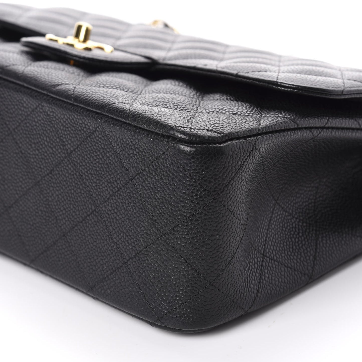 Caviar Quilted Jumbo Double Flap Black