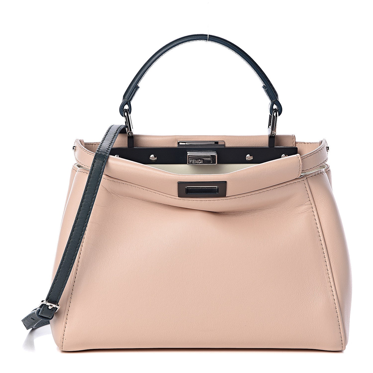 Fendi Nappa Colorblock Mini Peekaboo Iconic Satchel Soap Amazzonia Opal 4 of 19