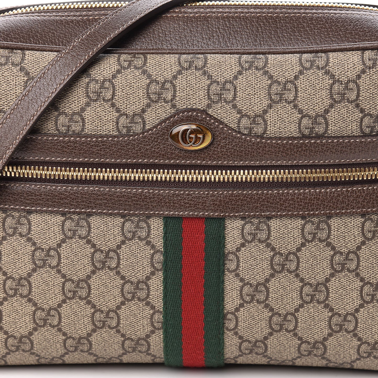 GG Supreme Monogram Web Small Ophidia Shoulder Bag Brown