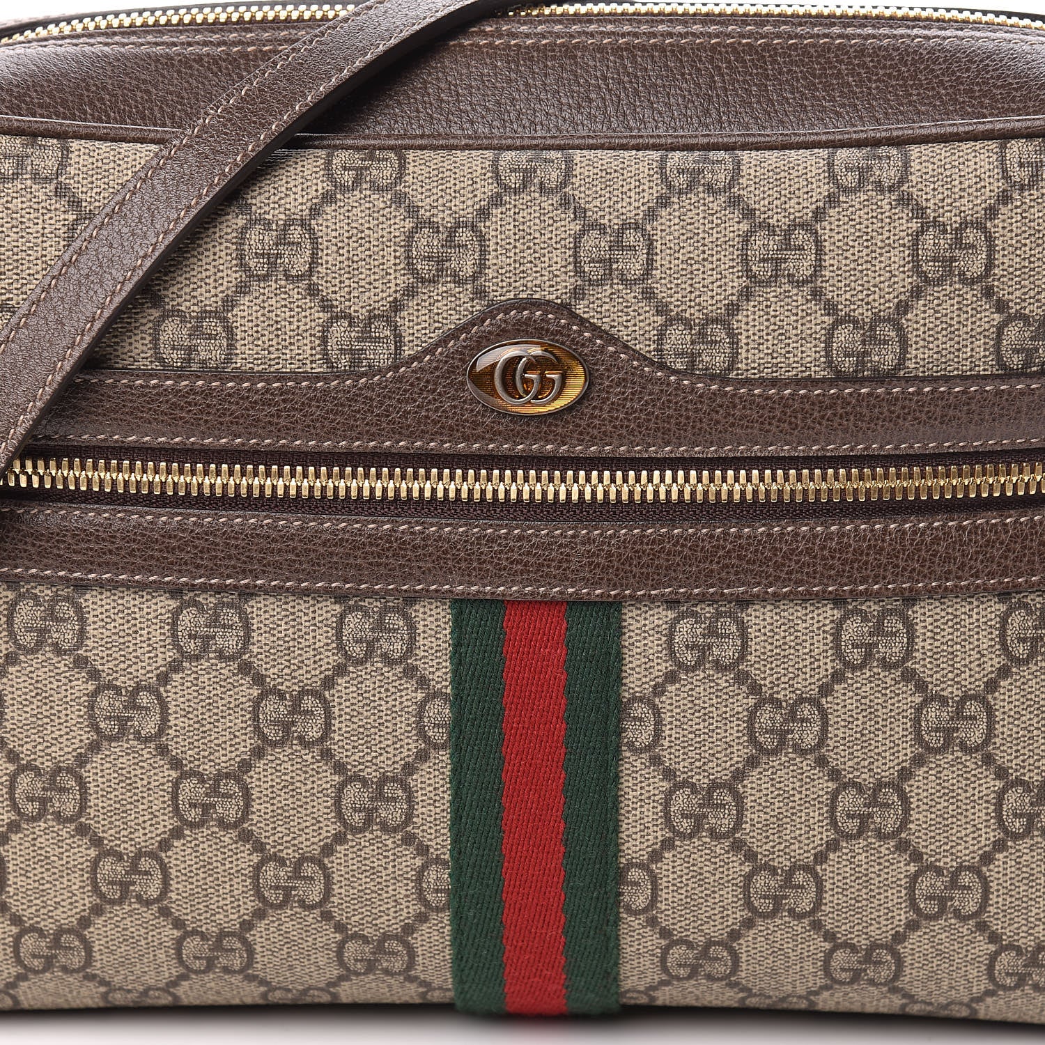 Gucci GG Supreme Monogram Web Small Ophidia Shoulder Bag Brown 10 of 11
