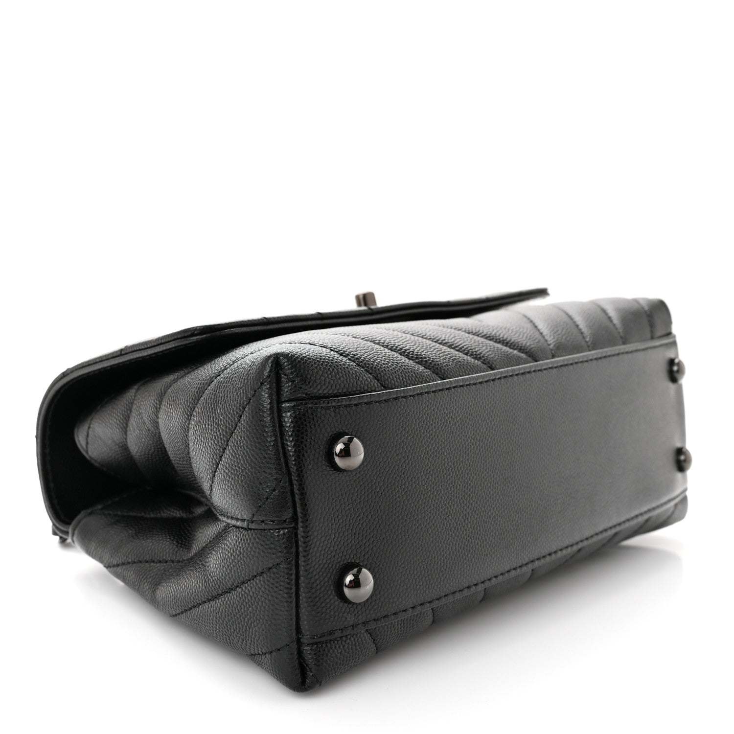 Chanel Caviar Chevron Quilted Mini Coco Handle Flap So Black 4 of 11