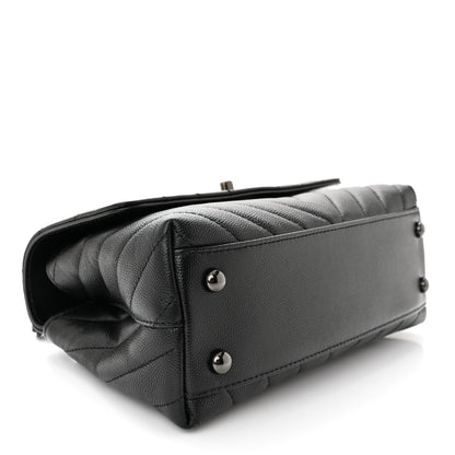 Chanel Caviar Chevron Quilted Mini Coco Handle Flap So Black 4 of 11