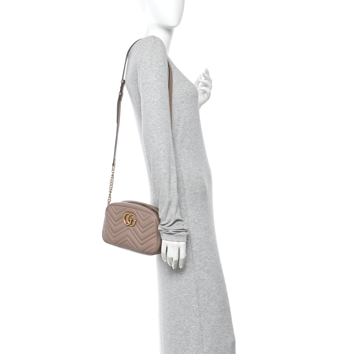 Calfskin Matelasse Small GG Marmont Chain Shoulder Bag Porcelain Rose
