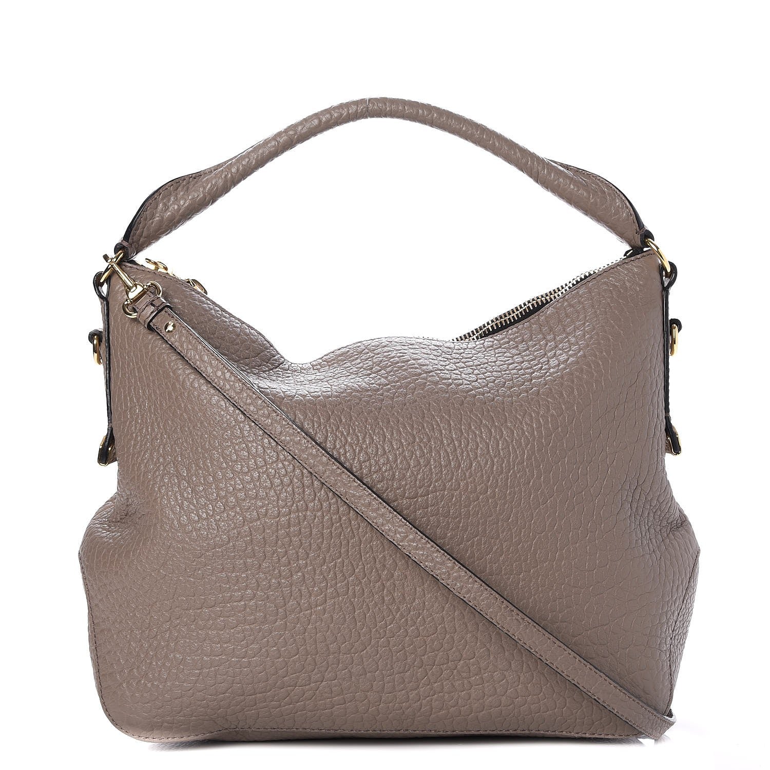 Burberry Signature Grain Calfskin Medium Hobo Pale Taupe 1 of 8