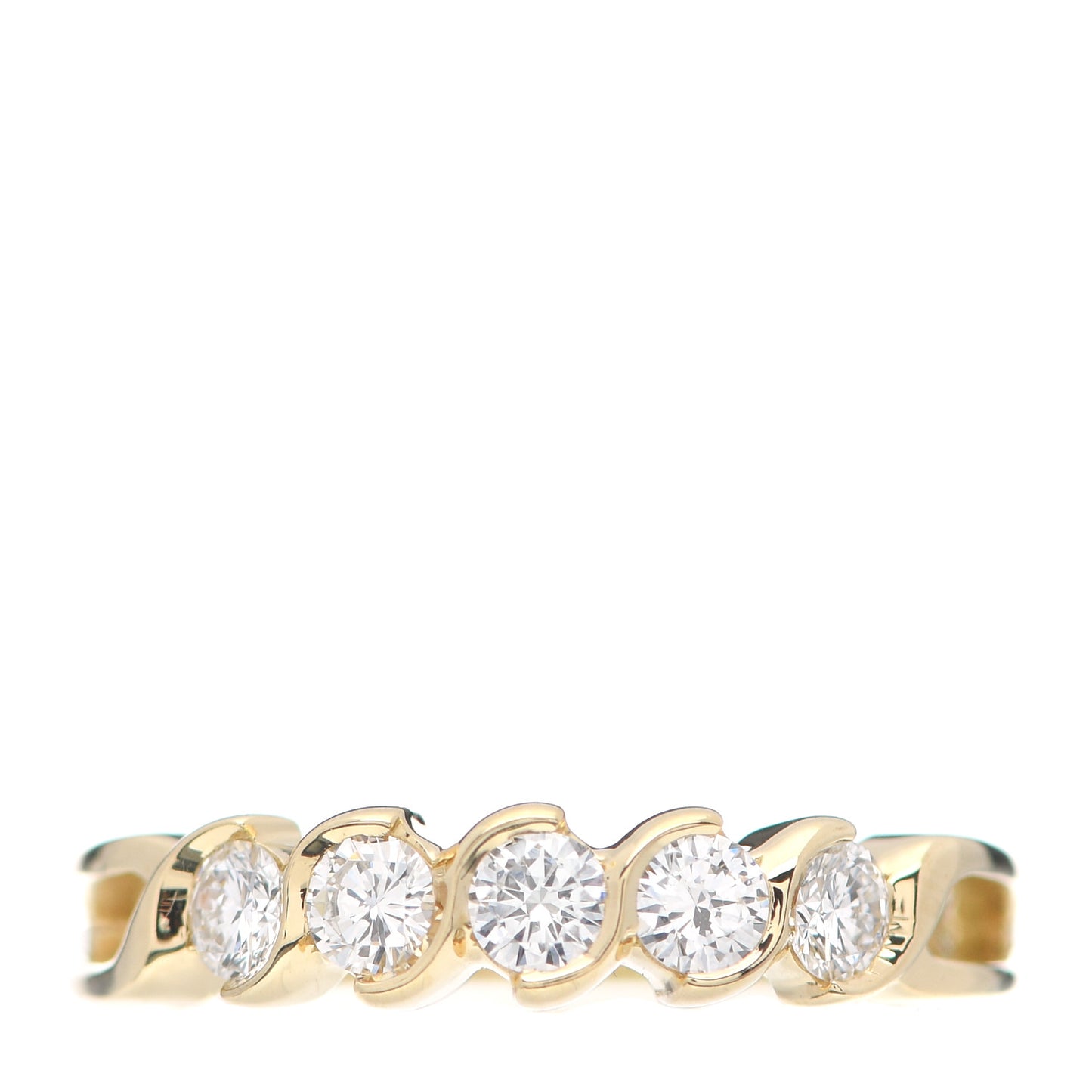 18K Yellow Gold Diamond Semi Swirl Bezel Set Band Ring 53 6.5