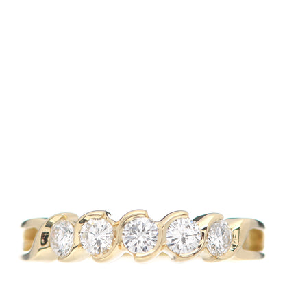 Tiffany 18K Yellow Gold Diamond Semi Swirl Bezel Set Band Ring 53 6.5 1 of 4