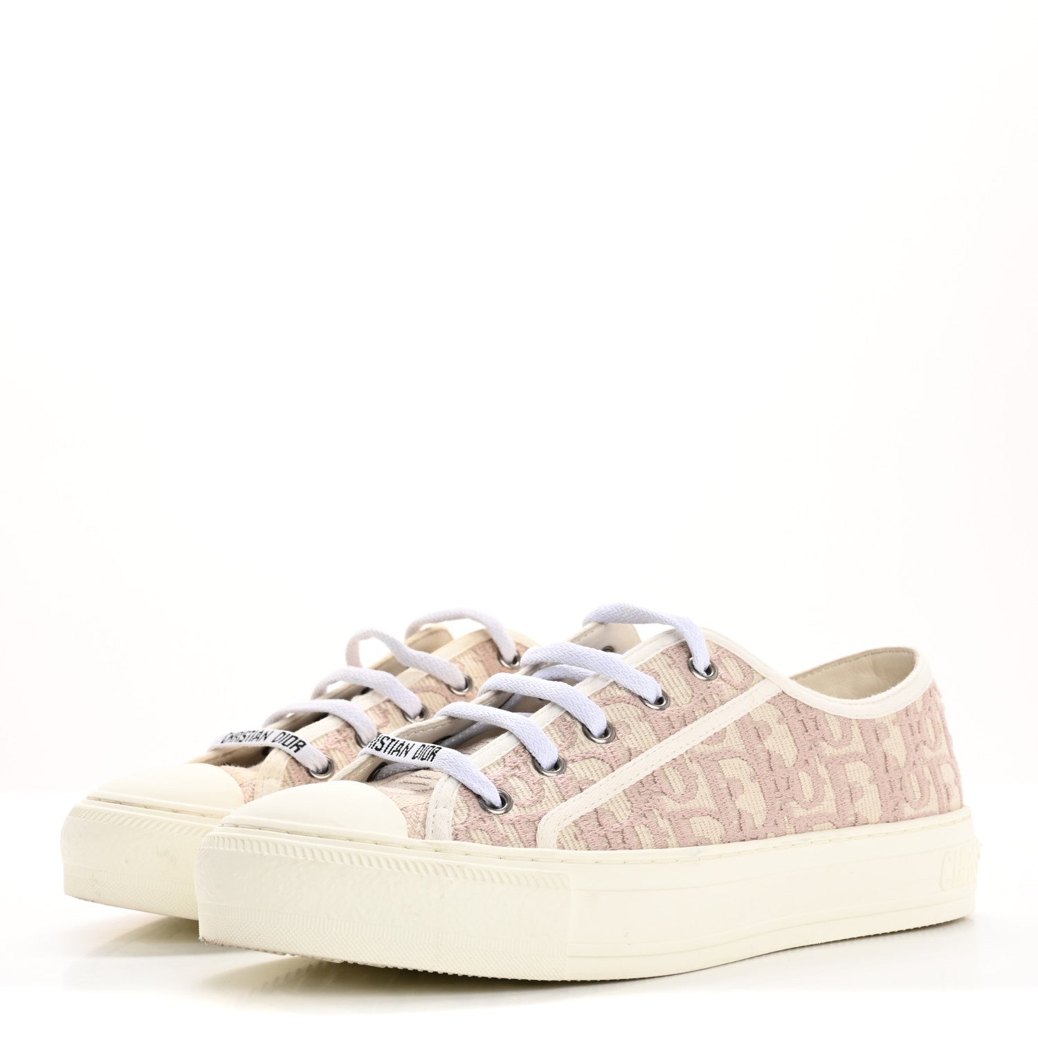 Christian Dior Canvas Oblique Walk'N'Dior  Low Top Sneakers 38.5 Powder Nude 4 of 11