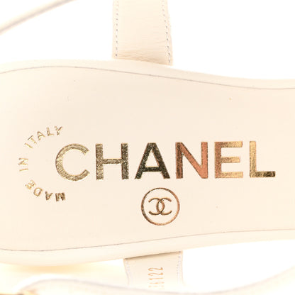 Chanel Lambskin Pearl CC Star Sandals 37.5 White 7 of 13