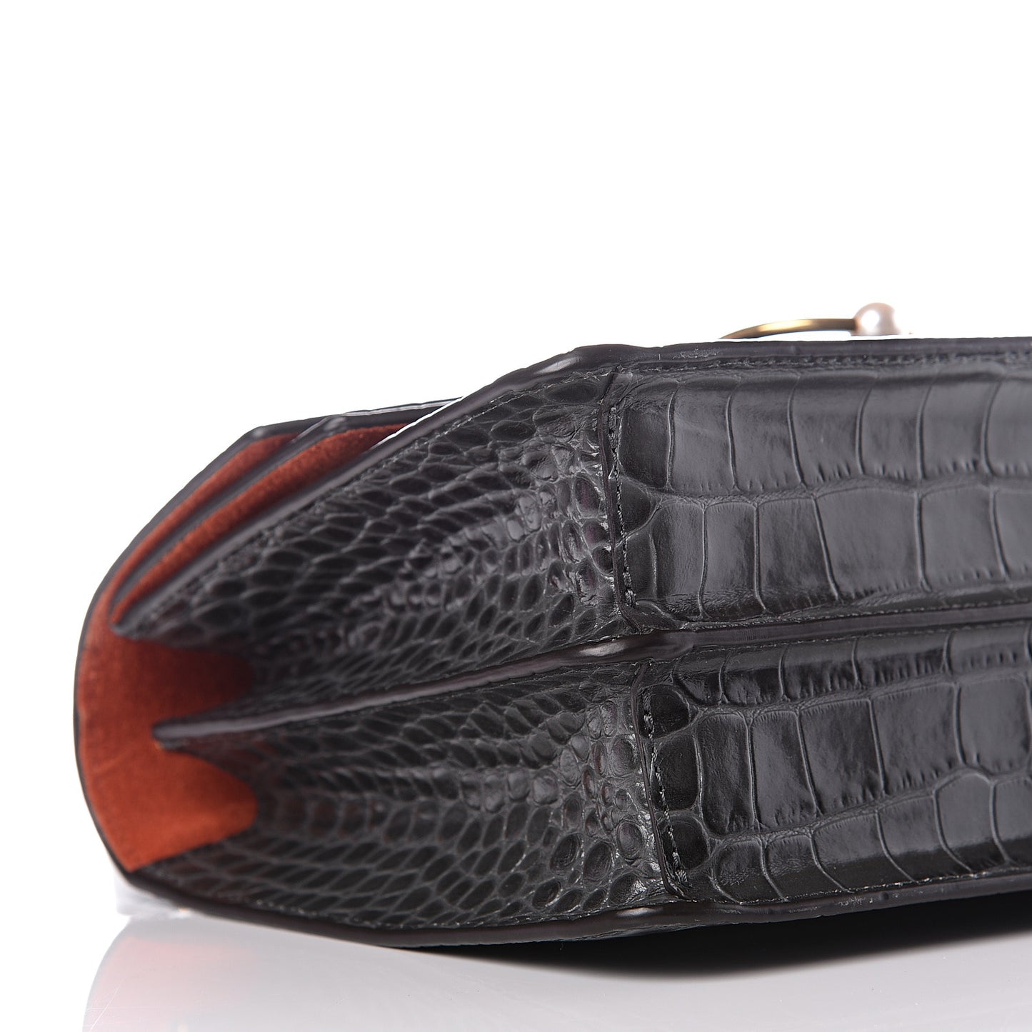 Calfskin Crocodile Embossed Medium Harlow Satchel Dark Grey