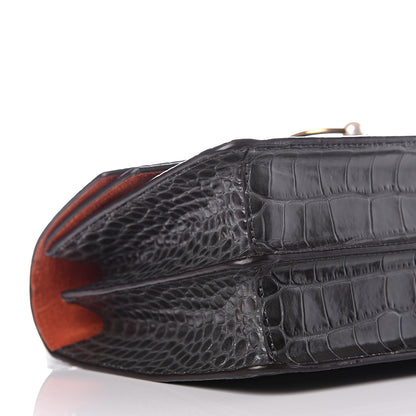 Mulberry Calfskin Crocodile Embossed Medium Harlow Satchel Dark Grey 10 of 12