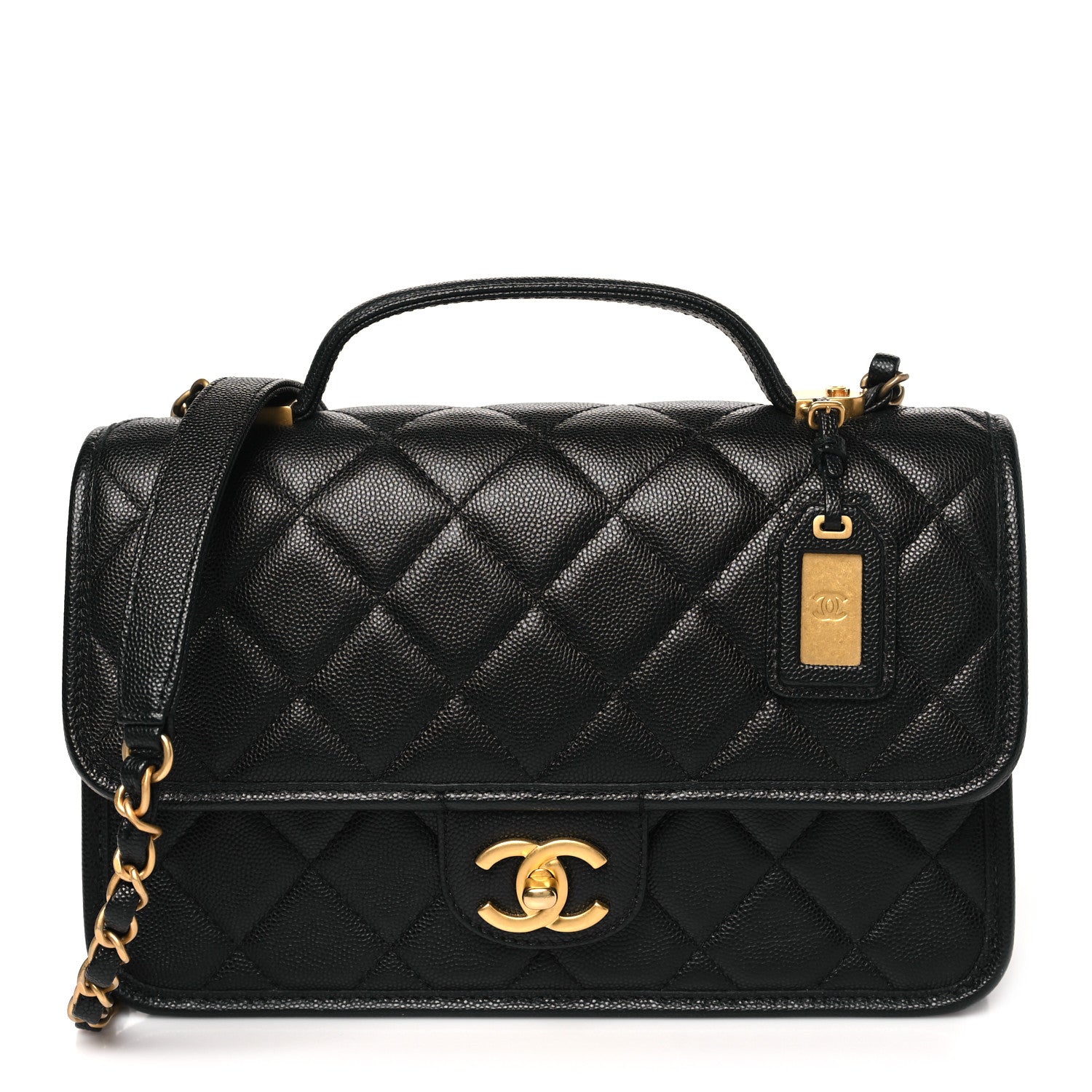 Chanel Caviar Quilted School Memory Small Top Handle Flap Black 1 of 11