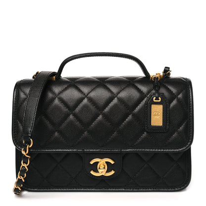 Chanel Caviar Quilted School Memory Small Top Handle Flap Black 1 of 11