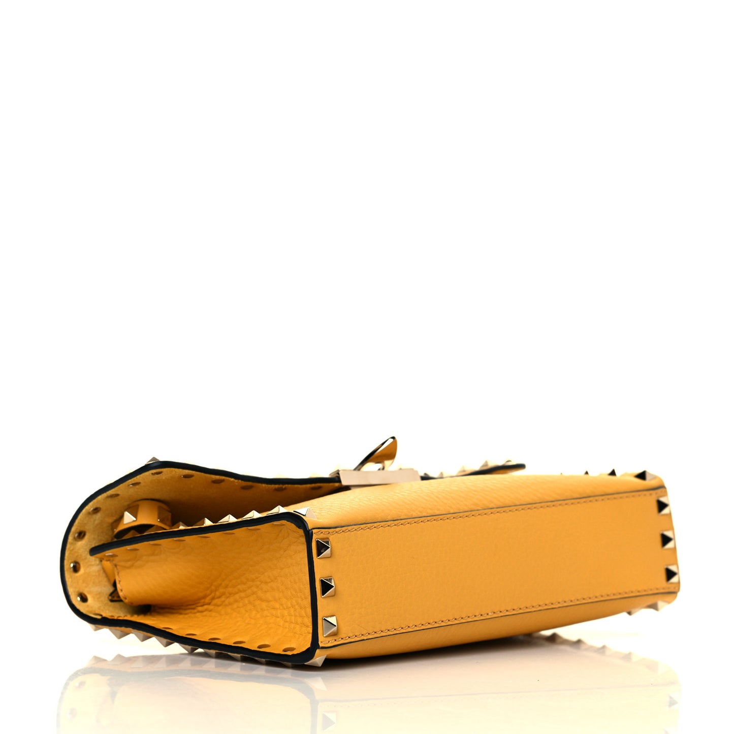 Pebbled Calfskin Medium Rockstud Flip Lock Crossbody Bag Yellow