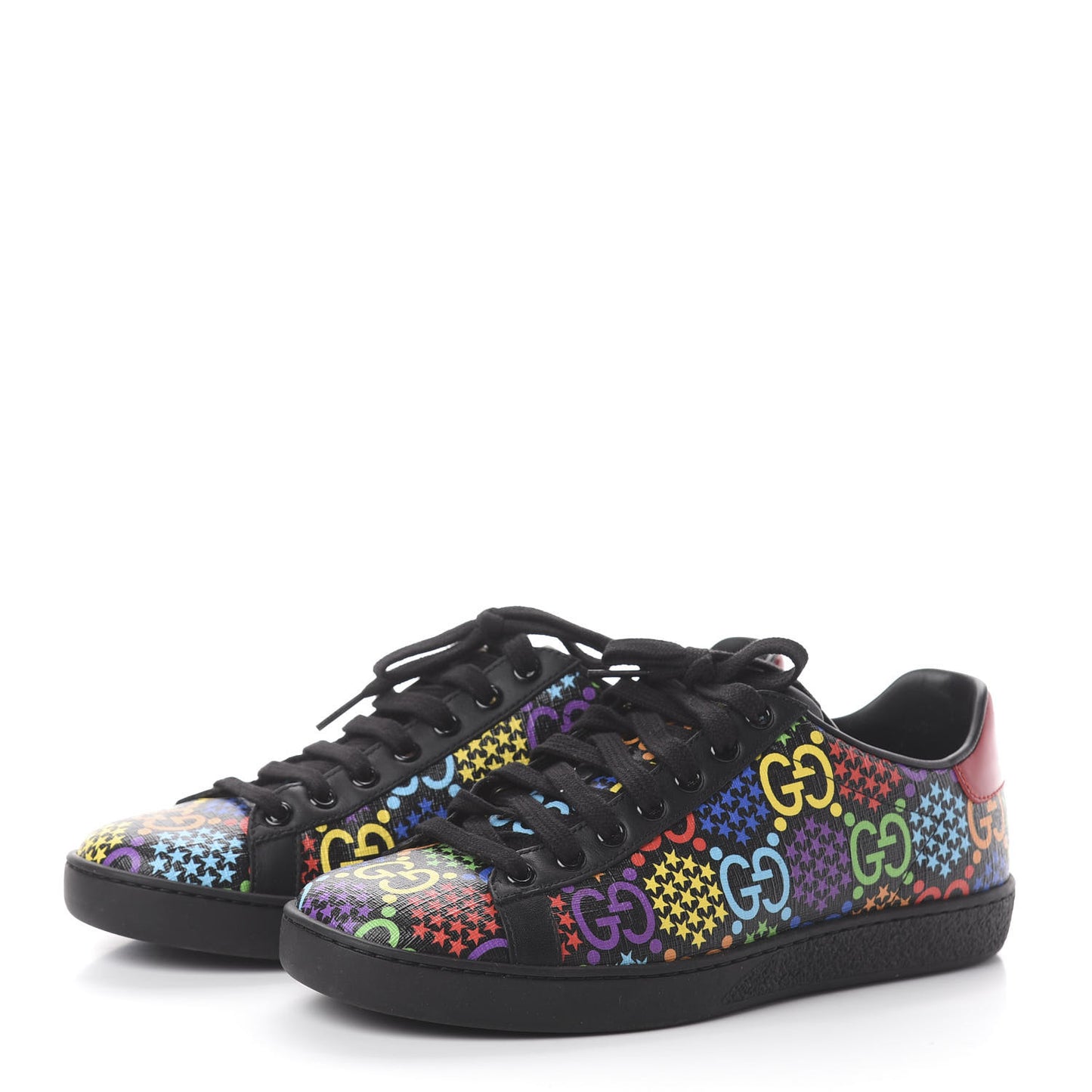GG Supreme Monogram Psychedelic Mens Ace Sneakers 8 Black Multicolor