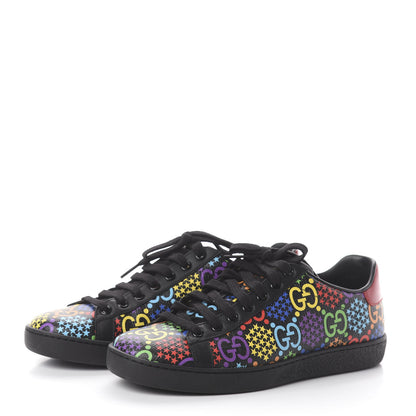 Gucci GG Supreme Monogram Psychedelic Mens Ace Sneakers 8 Black Multicolor 3 of 7