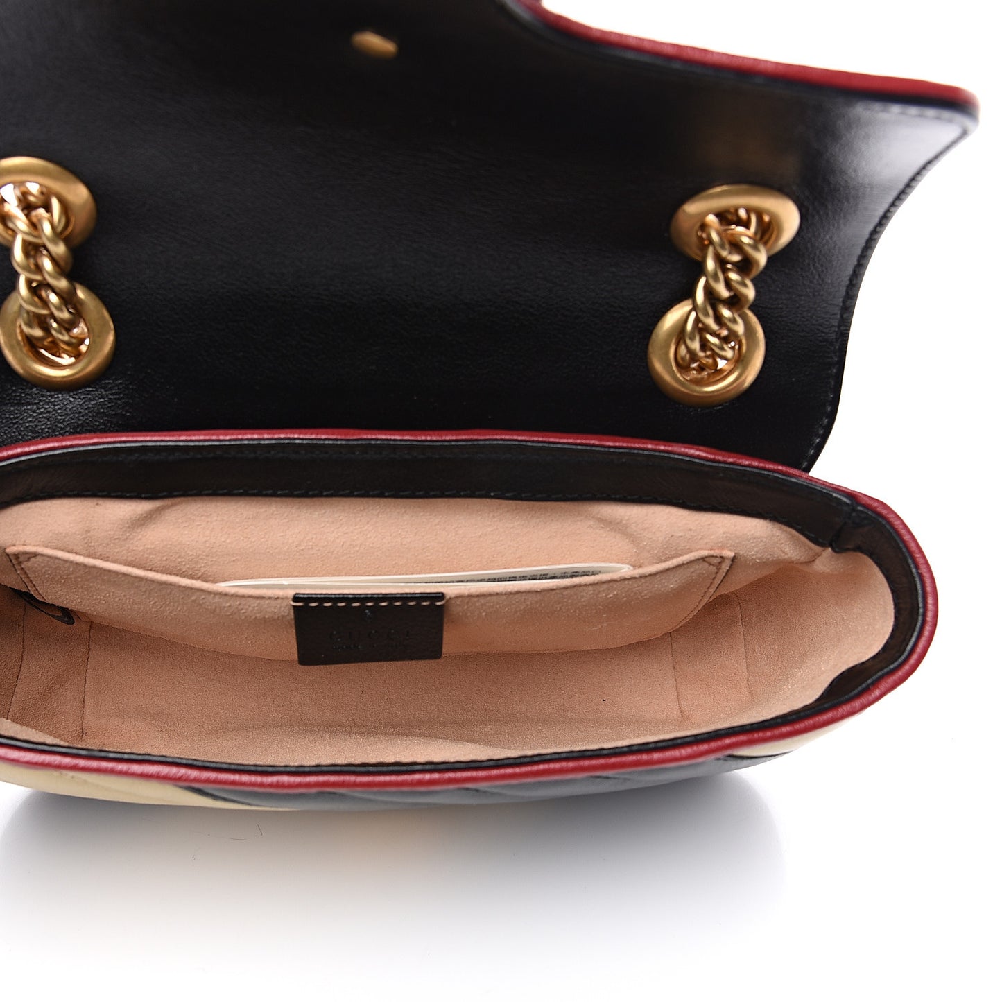 Azalea Calfskin Matelasse Diagonal Patchwork Mini Torchon GG Marmont Shoulder Bag Black Beige Romantic Cerise