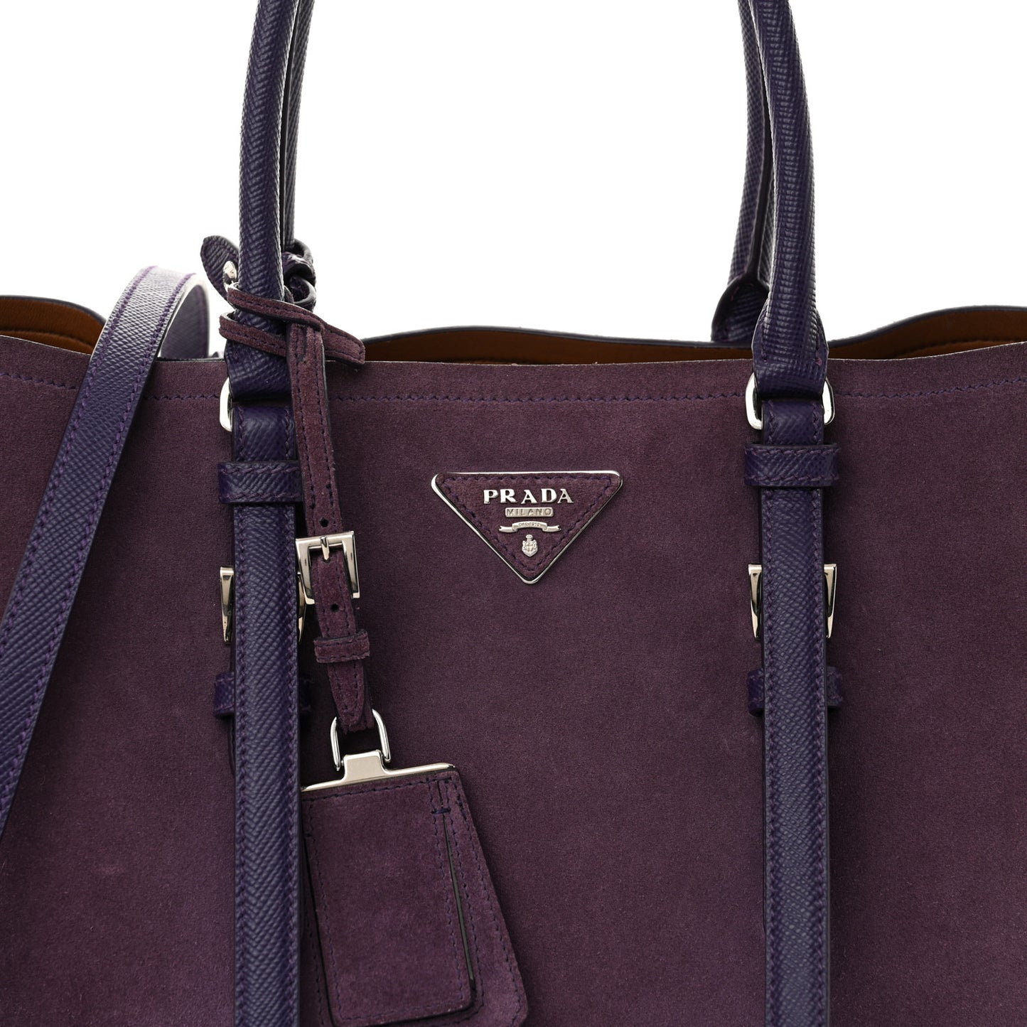 Scamosciato Suede Medium Double Handle Tote Uva Nocciolo