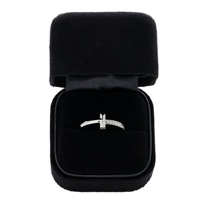 Tiffany 18K White Gold Diamond T T1 Ring 56 7.5 5 of 5