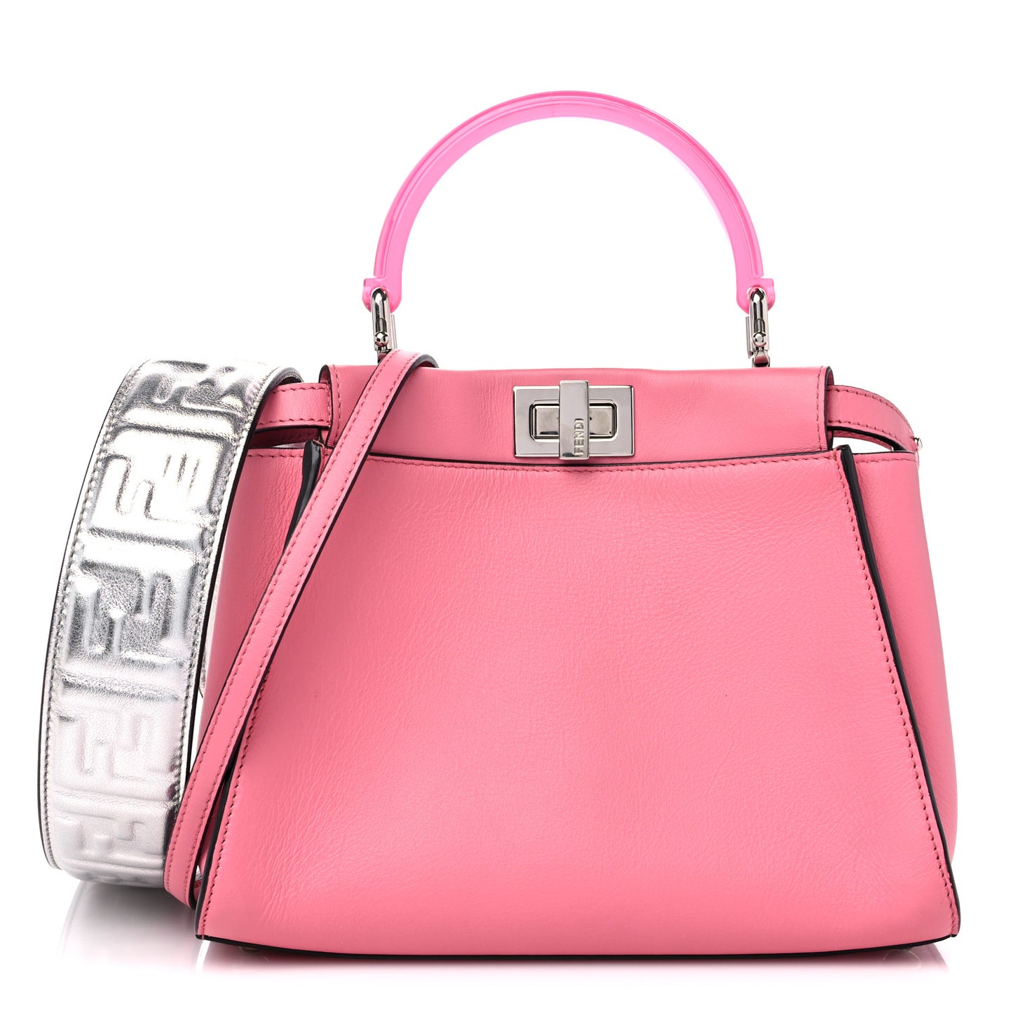 Vitello Seta Nappa Mini Plexi Handle Peekaboo Iconic Satchel Pink