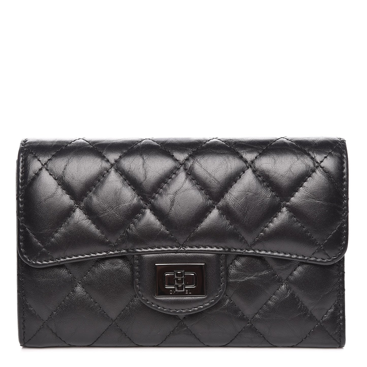 Aged Calfskin Quilted Reissue Medium Flap Wallet So Black