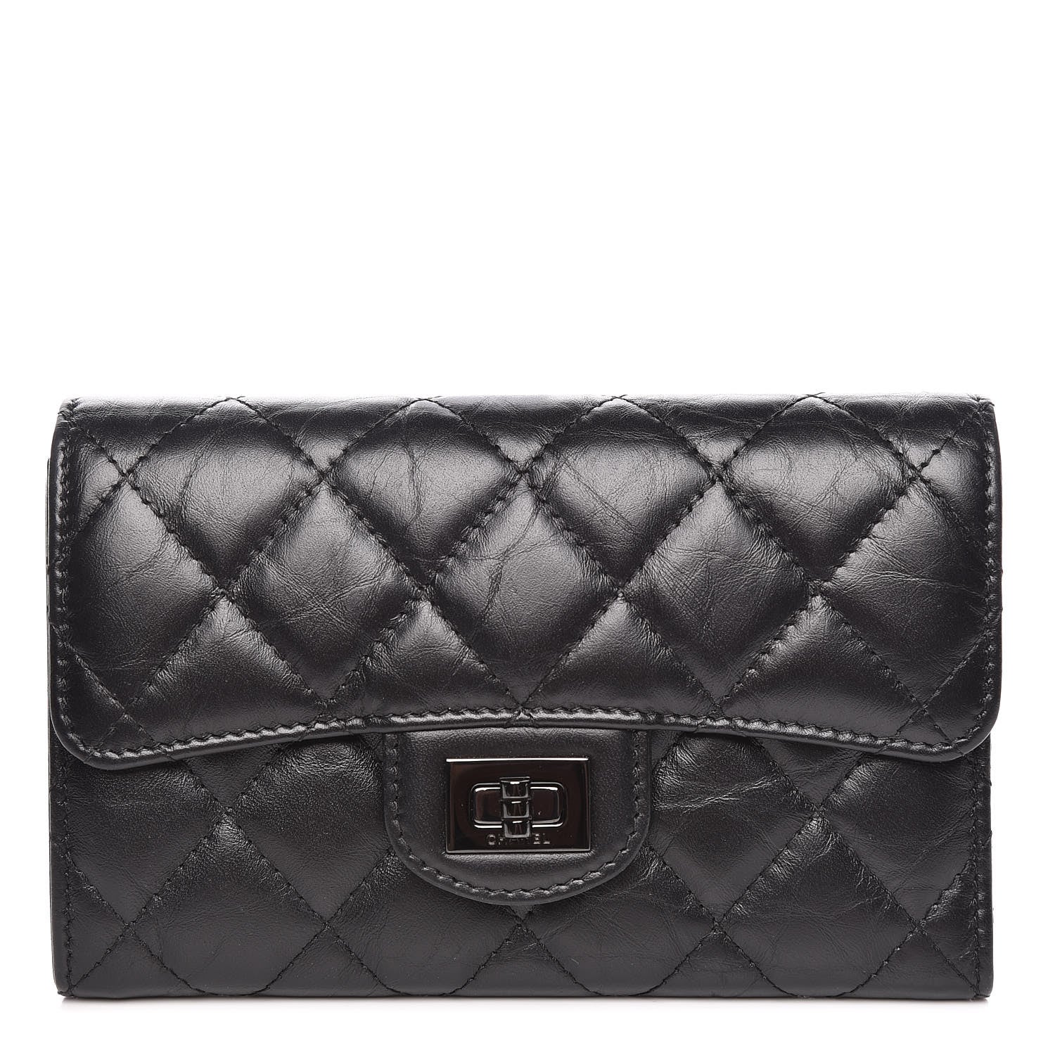 Chanel Aged Calfskin Quilted Reissue Medium Flap Wallet So Black 1 of 9