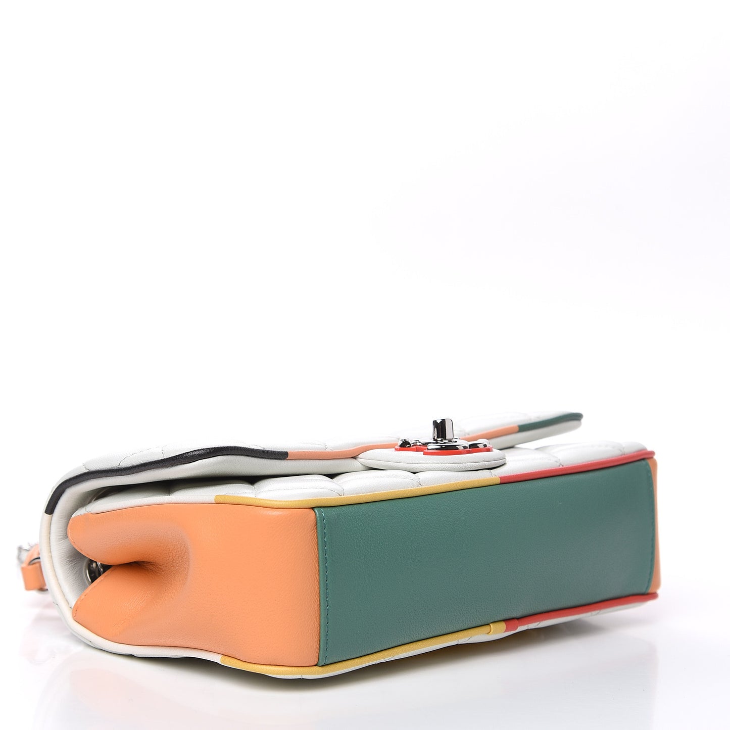Lambskin Plexiglass Quilted Small Cuba Color Flap White Multicolor