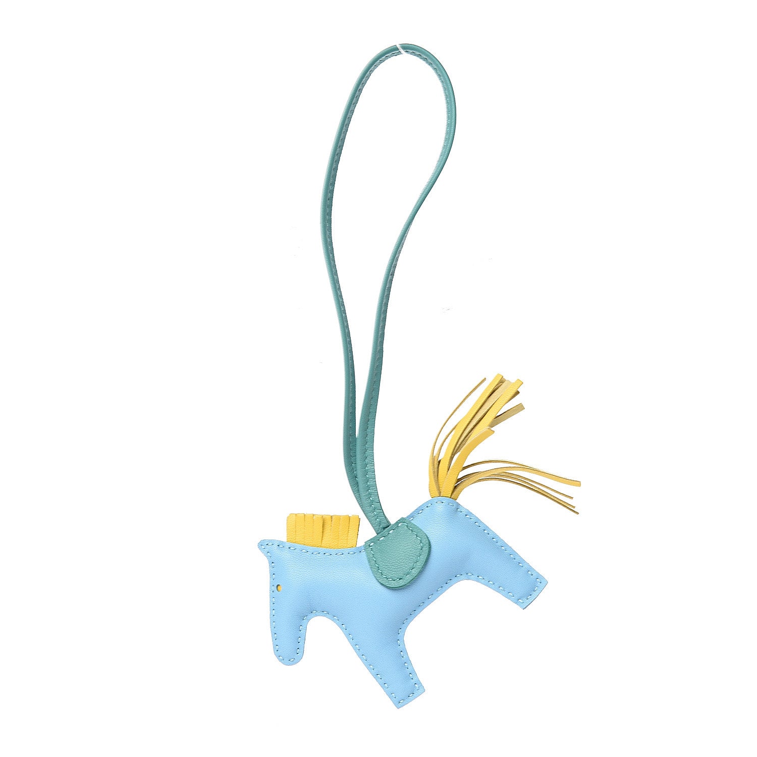 Hermes Milo Lambskin Grigri Rodeo Horse Bag Charm PM Celeste Jaune de Naples Vert Verone 1 of 4