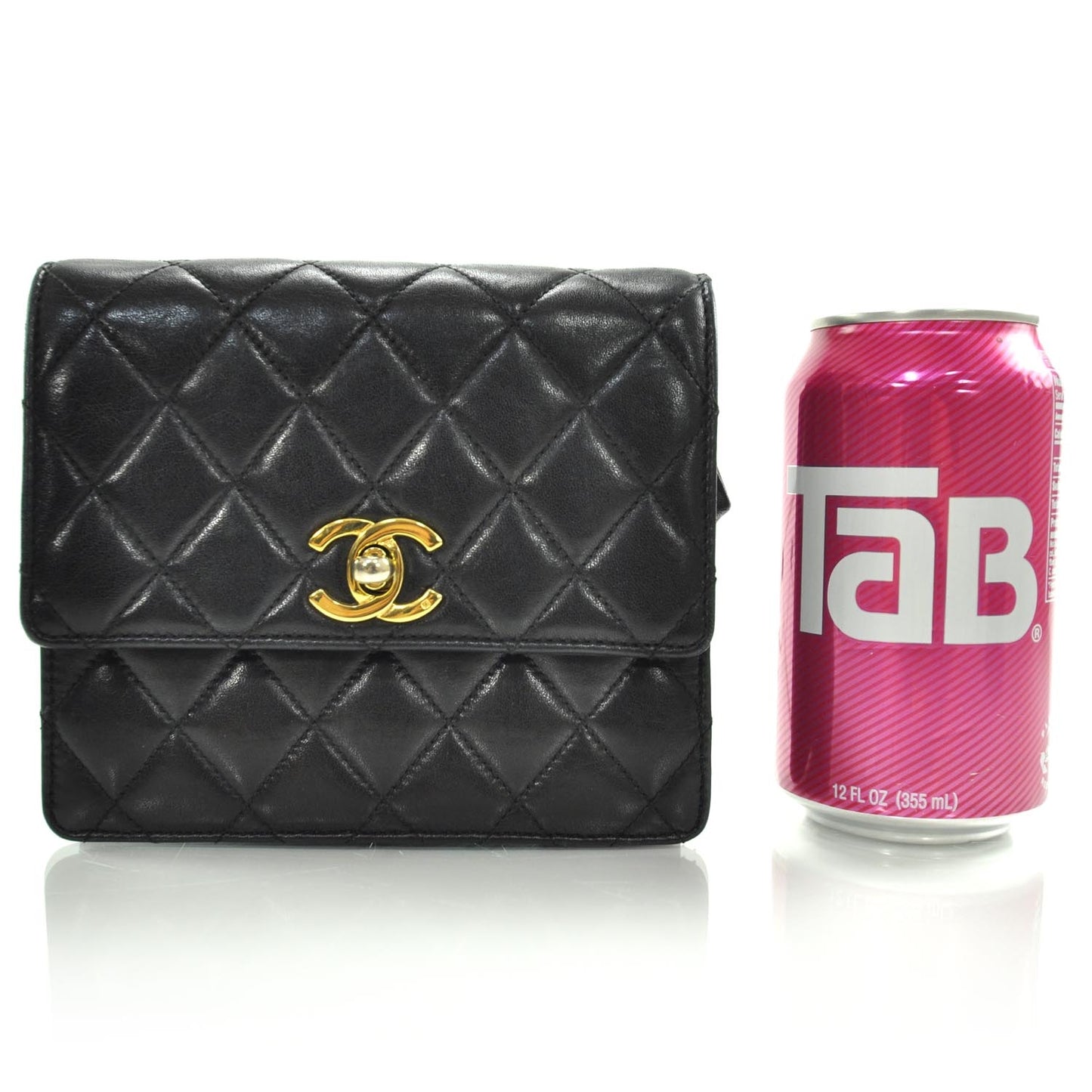 Lambskin Quilted Flap Belt Black