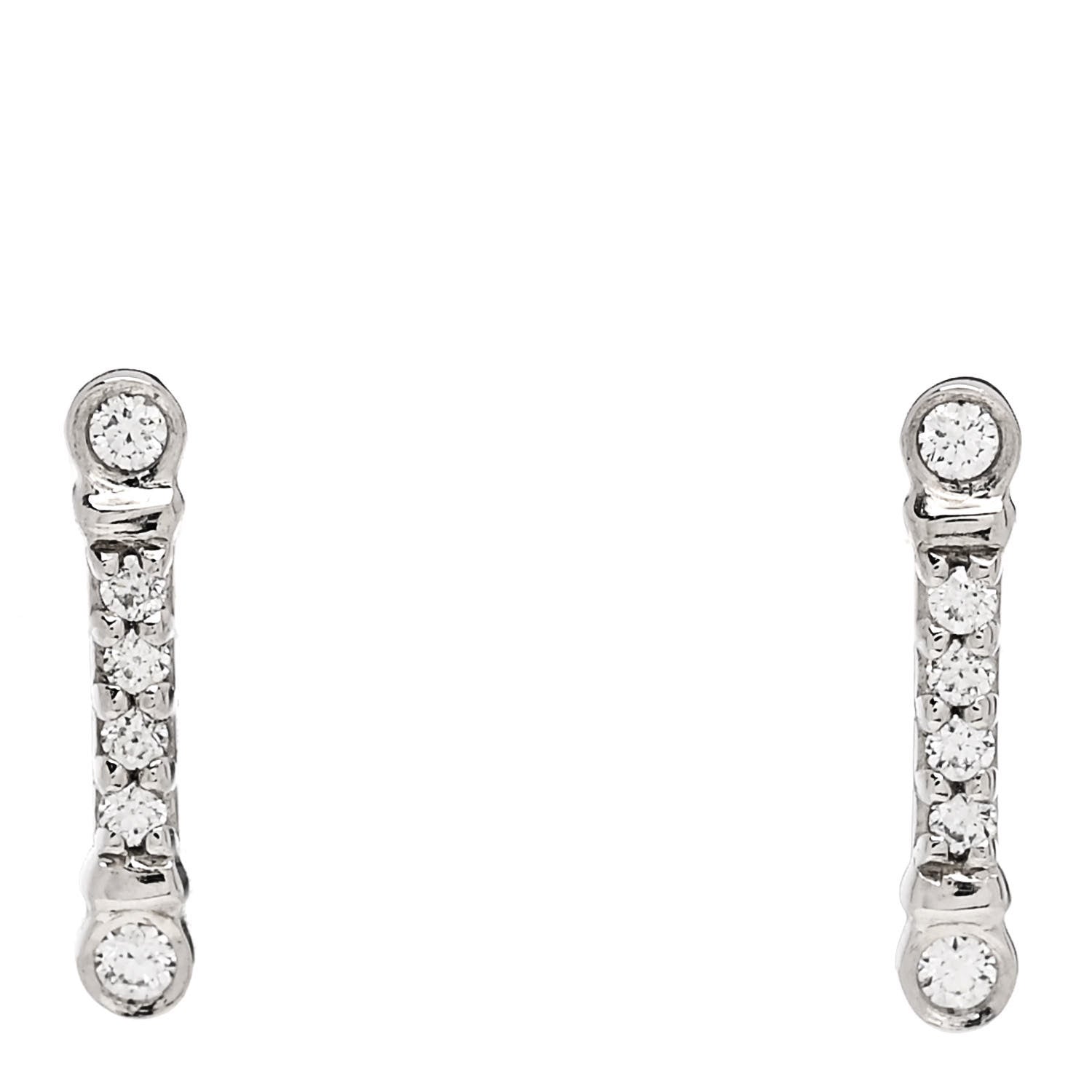 Tiffany Platinum Diamond Fleur de Lis Key Bar Earrings 1 of 5