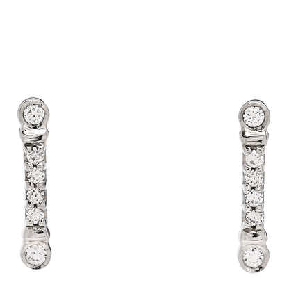 Tiffany Platinum Diamond Fleur de Lis Key Bar Earrings 1 of 5
