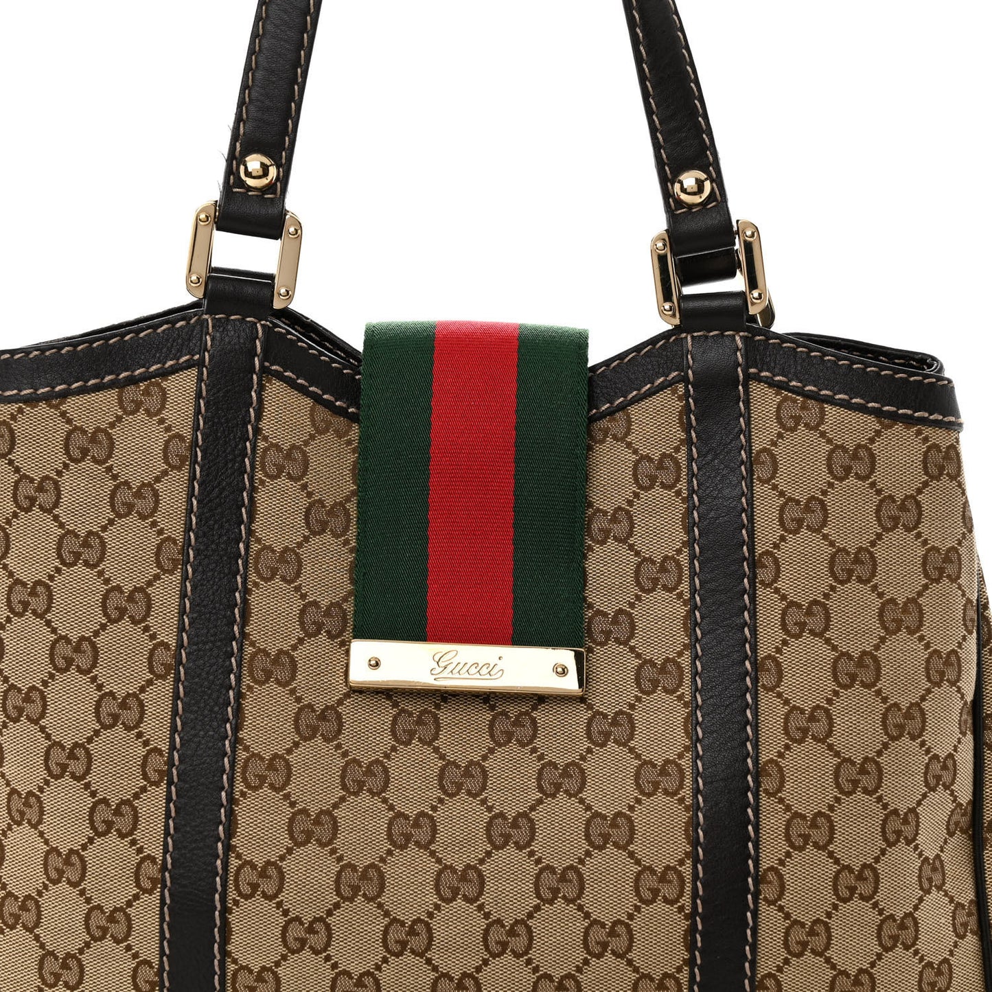 Monogram New Ladies Web Tote Dark Brown